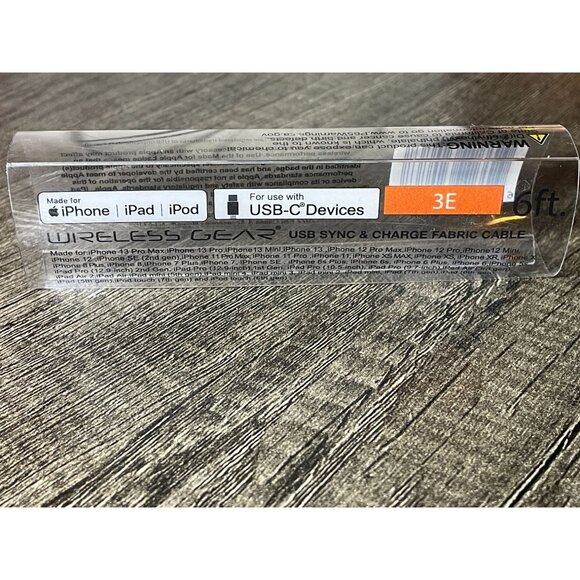 USB-2.0 Type C to Lightning 6' Black fabric for iPhone Apple iPad laptop 3E - Picture 5 of 8